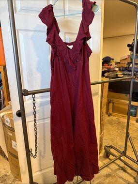 Universal Thread Girls Burgundy Ruffle Shoulder One-Piece